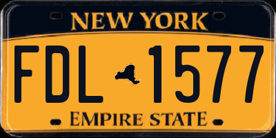NY license plate FDL1577