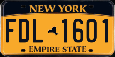 NY license plate FDL1601
