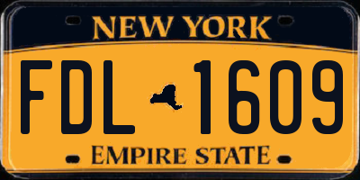 NY license plate FDL1609