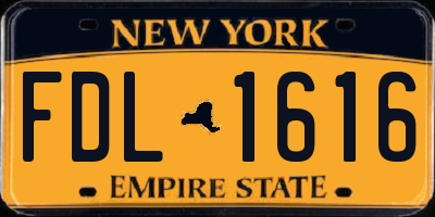 NY license plate FDL1616
