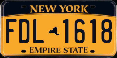 NY license plate FDL1618