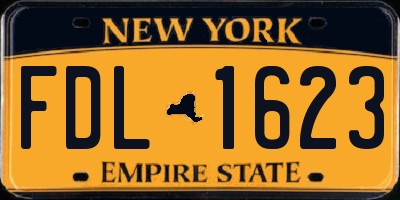 NY license plate FDL1623