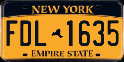 NY license plate FDL1635