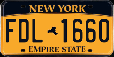 NY license plate FDL1660