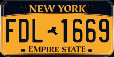 NY license plate FDL1669