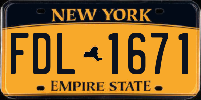 NY license plate FDL1671
