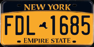 NY license plate FDL1685