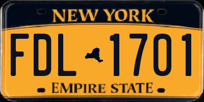 NY license plate FDL1701