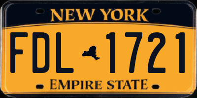 NY license plate FDL1721