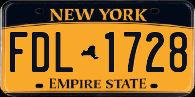 NY license plate FDL1728