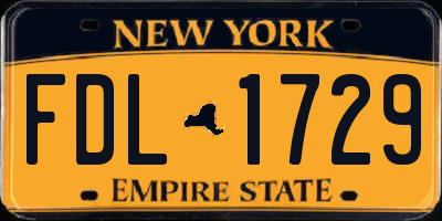 NY license plate FDL1729