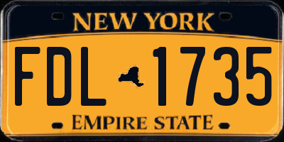 NY license plate FDL1735