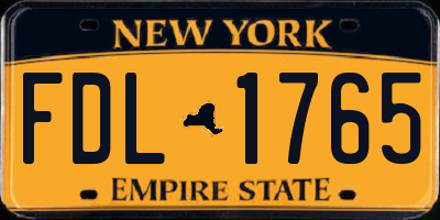 NY license plate FDL1765