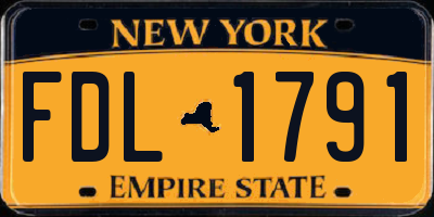 NY license plate FDL1791
