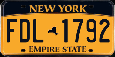 NY license plate FDL1792