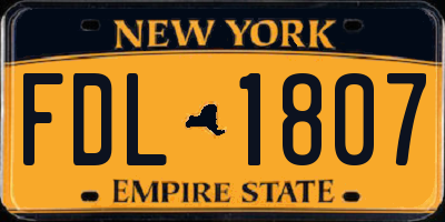 NY license plate FDL1807