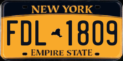 NY license plate FDL1809