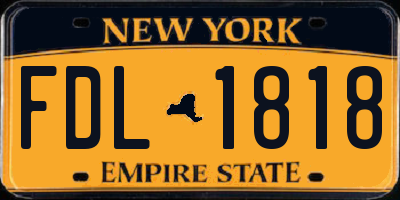 NY license plate FDL1818