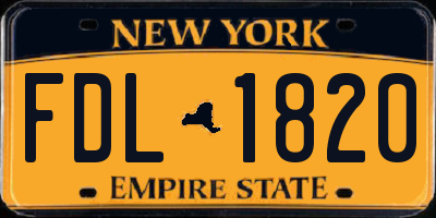 NY license plate FDL1820