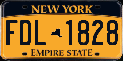NY license plate FDL1828