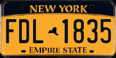 NY license plate FDL1835