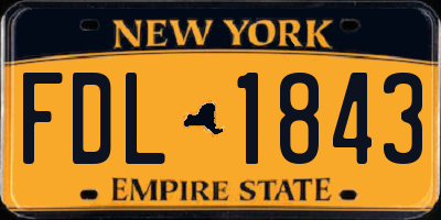 NY license plate FDL1843