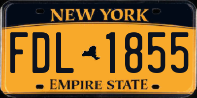 NY license plate FDL1855