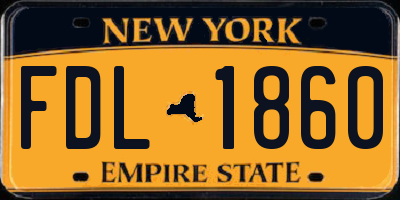 NY license plate FDL1860