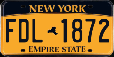 NY license plate FDL1872