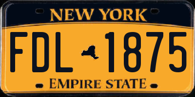 NY license plate FDL1875