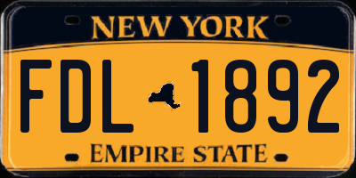 NY license plate FDL1892