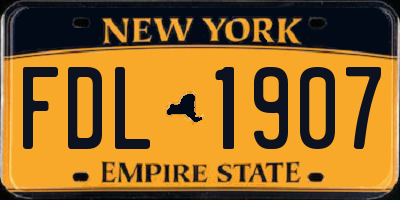 NY license plate FDL1907