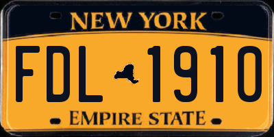 NY license plate FDL1910