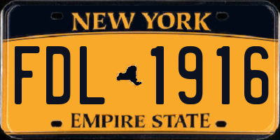 NY license plate FDL1916