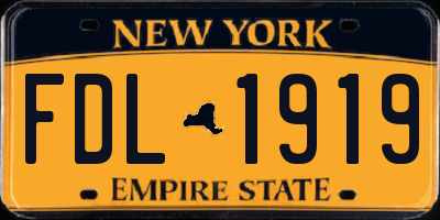 NY license plate FDL1919