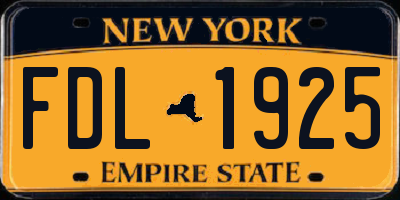 NY license plate FDL1925