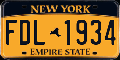 NY license plate FDL1934