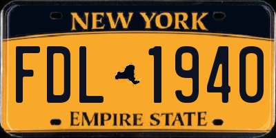 NY license plate FDL1940