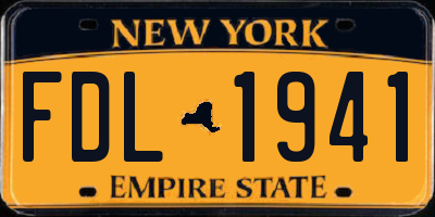 NY license plate FDL1941