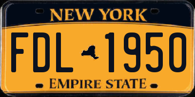 NY license plate FDL1950