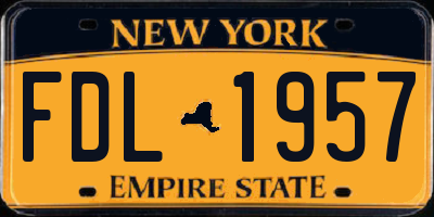 NY license plate FDL1957