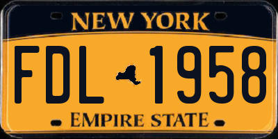 NY license plate FDL1958