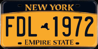 NY license plate FDL1972