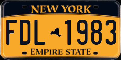 NY license plate FDL1983