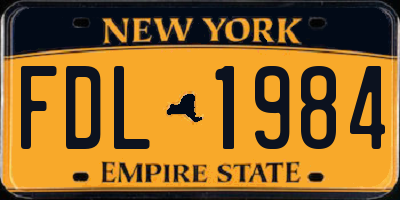 NY license plate FDL1984