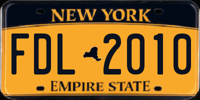 NY license plate FDL2010