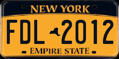 NY license plate FDL2012
