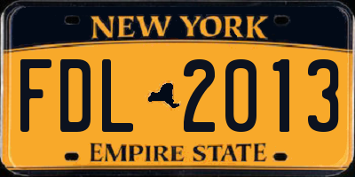 NY license plate FDL2013
