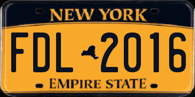 NY license plate FDL2016