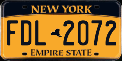NY license plate FDL2072